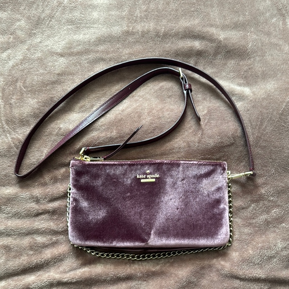 Kate Spade Purple Velvet Crossbody Bag